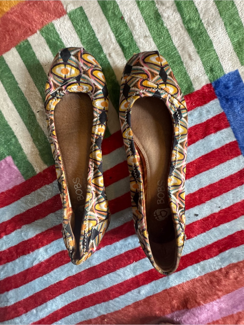 BOBS from Skechers Yellow Multi-Patterned Slip-On Ballet Flats